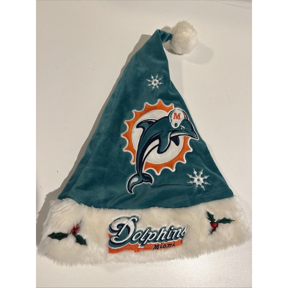 Miami Dolphins NFL Christmas Santa Hat Aqua Orange White